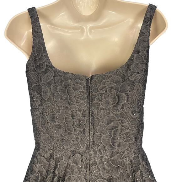La Femme 27476 Classy Allover Lace Organza Gown with Romper Shorts Gray Size 0 - Picture 8 of 11